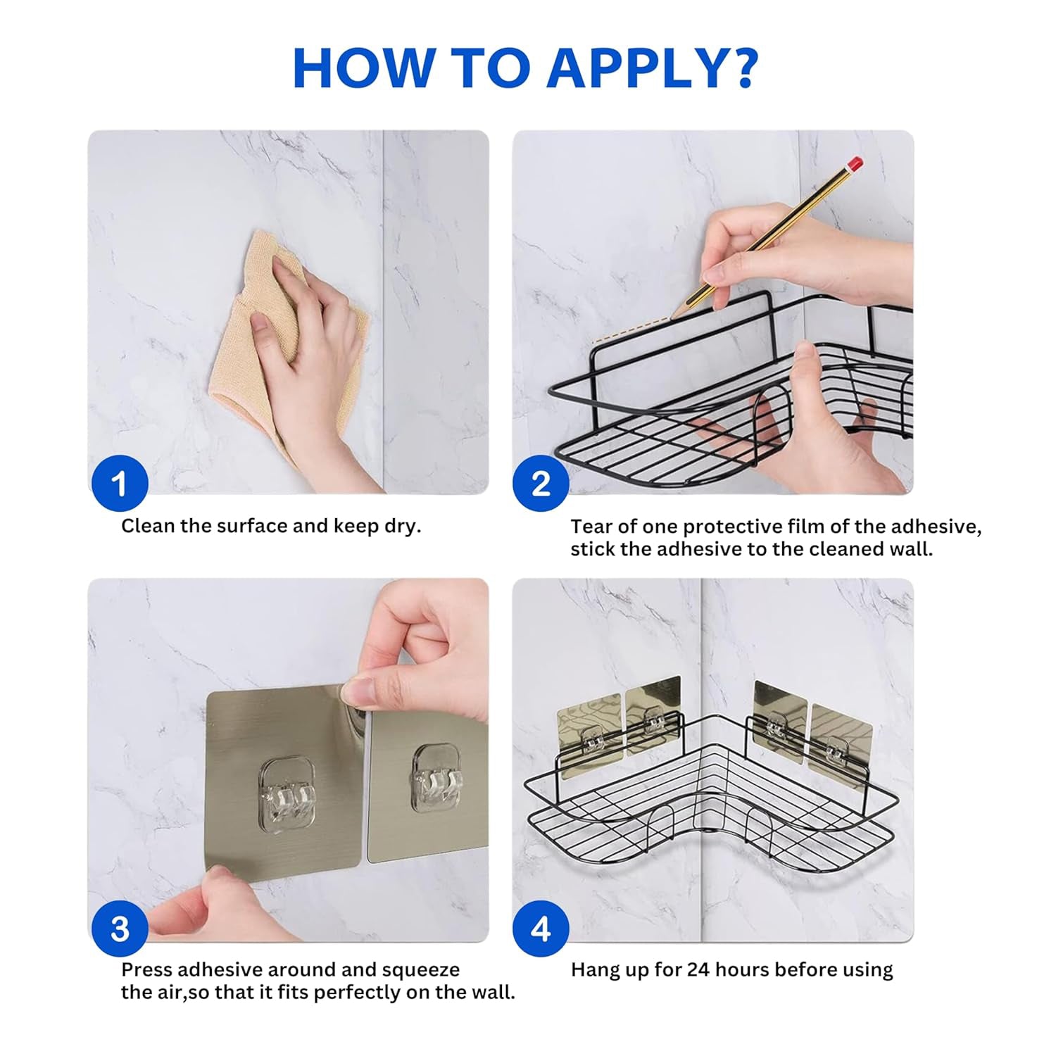 Metal Shower Shelf, Shower Shelf without Drilling (2 Pc) Metal Shower Shelf, Shower Shelf without Drilling (2 Pc)